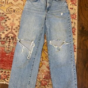 Cotton On Light Blue Straight Leg Distressed Jeans